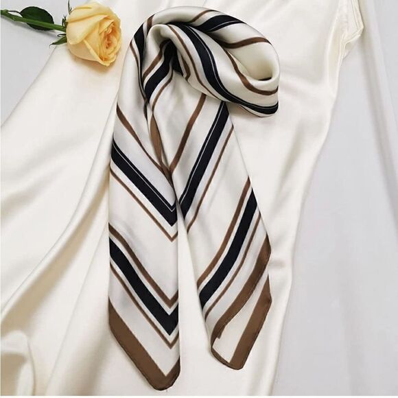 Brown Stripes Silky Scarf  